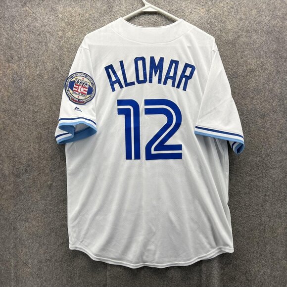 Alomar Toronto Blue Jays Jersey Mens Large White MLB Majestic 12 HOF Baseball - Picture 2 of 11